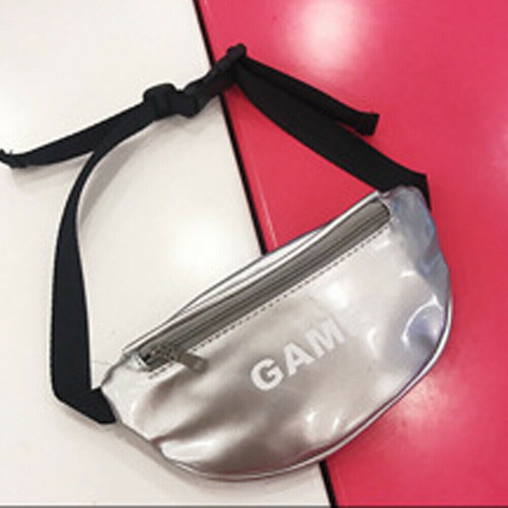Kinder Mädchen Leder Taille Fanny-Pack Gürtel Geld Beutel Hüfte Geldbörse Satchel Brust Tasche: Silber