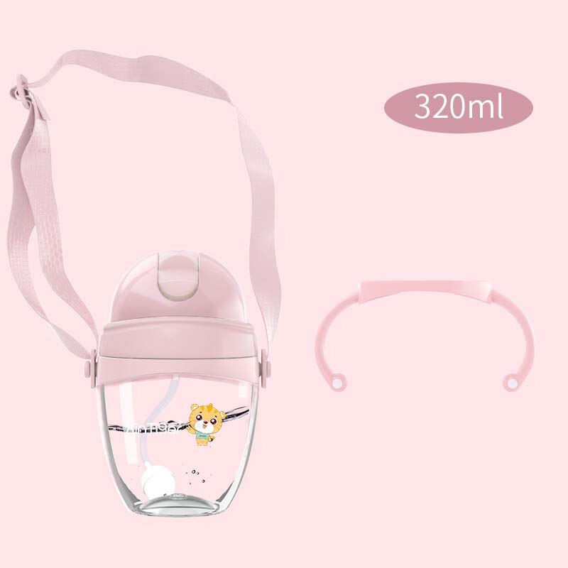 Baby Kids Straw Feeding Cup Tritan Milk Thermos Portable Water Bottle Travel Mug Training Cup Learn Drinking Sippy Cup 240ml: 320ml L Pink