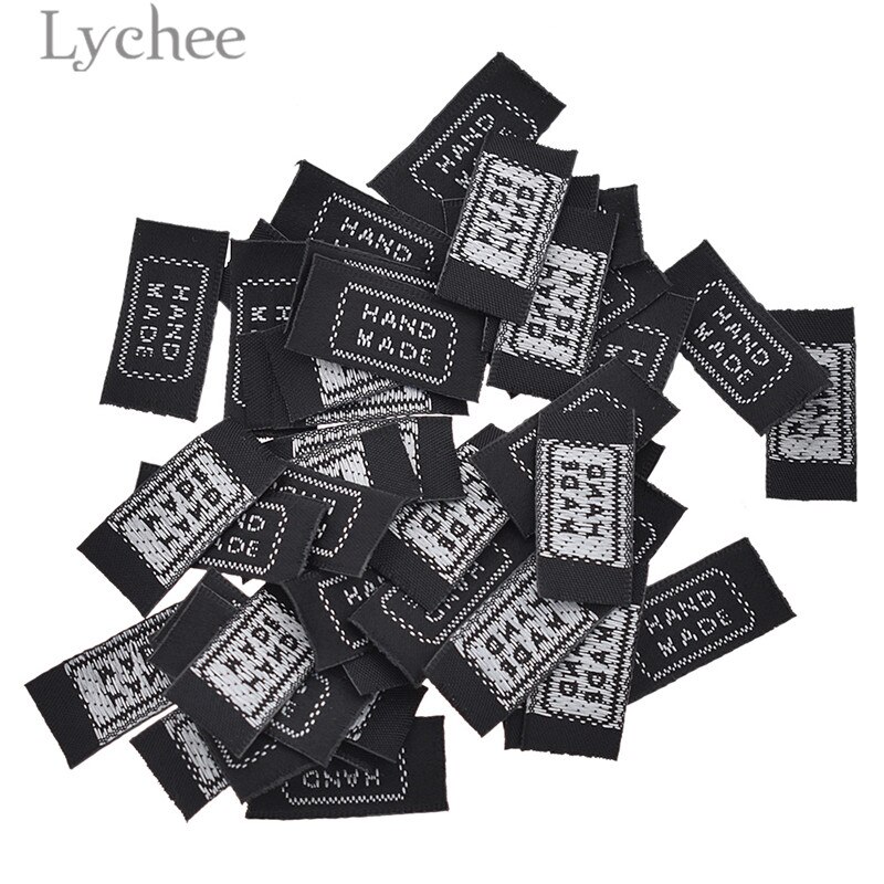 Lychee life 50 stk sorte håndlavede vævede etiketter vaskbare broderimærker til tøjposer diy sytilbehør: 1