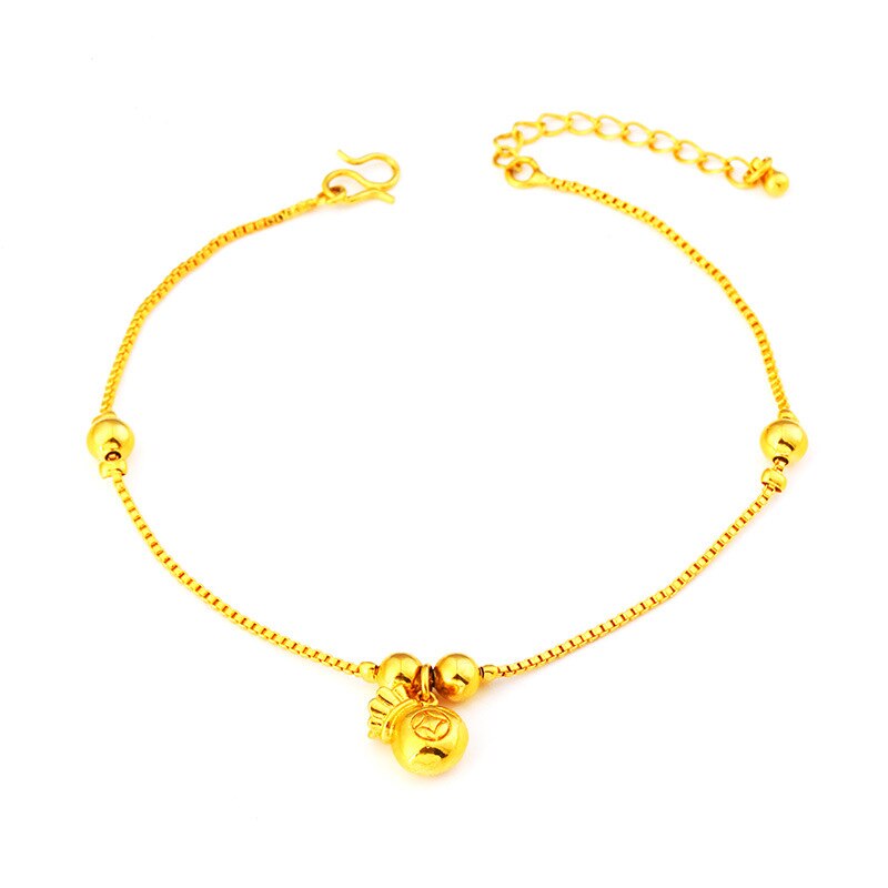 Clover 24K Gold Anklets for Women Adjustable Anklet Bracelet on Leg Foot Beach Body Chain Accessories Jewelry