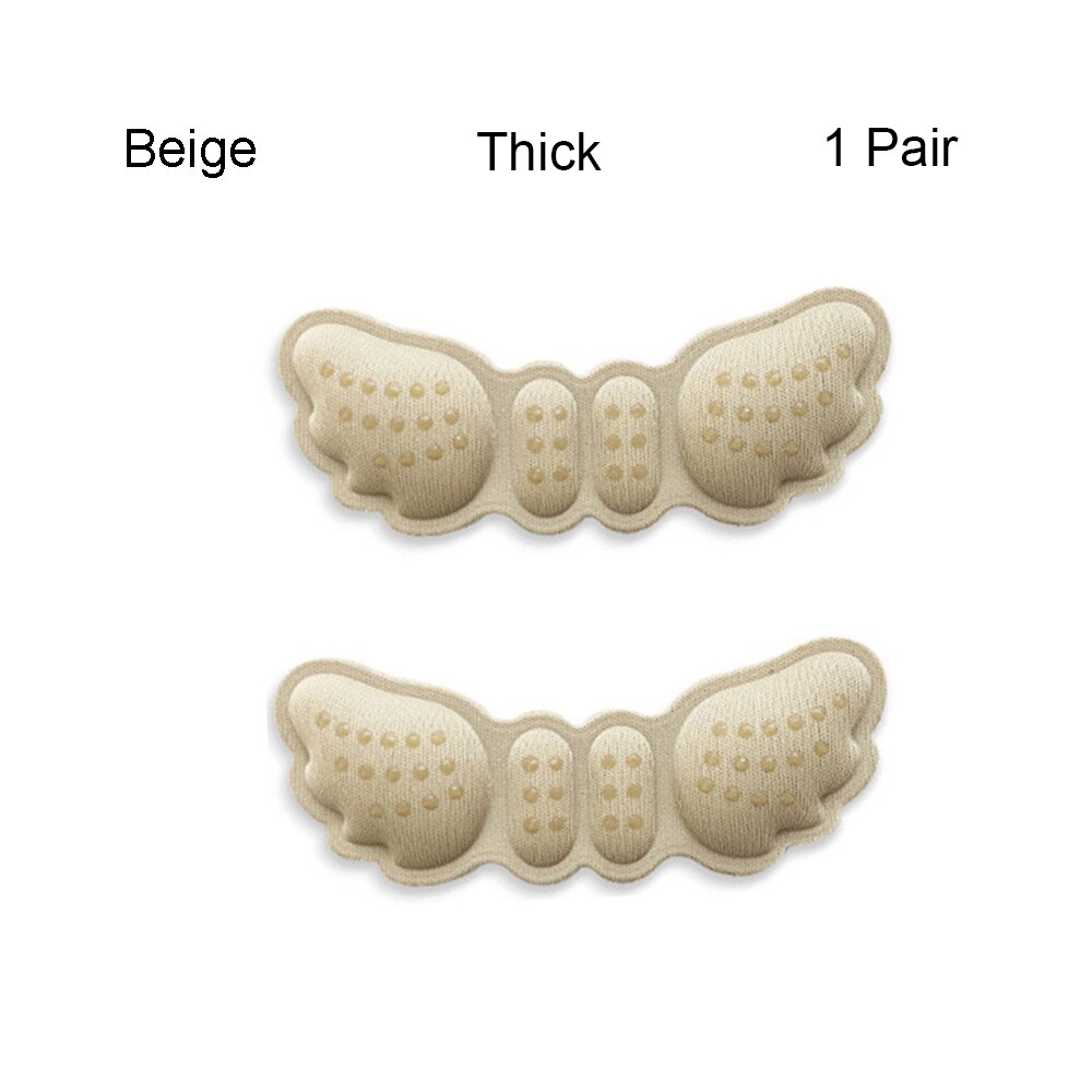 1Pair Butterfly Heel Insoles Heel Shoes Stickers For Heels Length Shoe Heel Pad Foot Care Anti Abrasion Keep Abreast Heel Pads: Beige-Thick