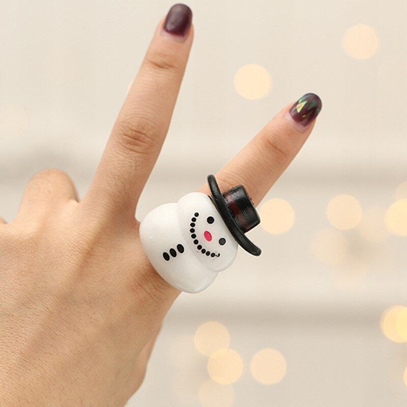 Julbal fest finger ljus glödande leksaker gamla människor snöflingor julgran snögubbe ring ornament: Snögubbe 2 pac