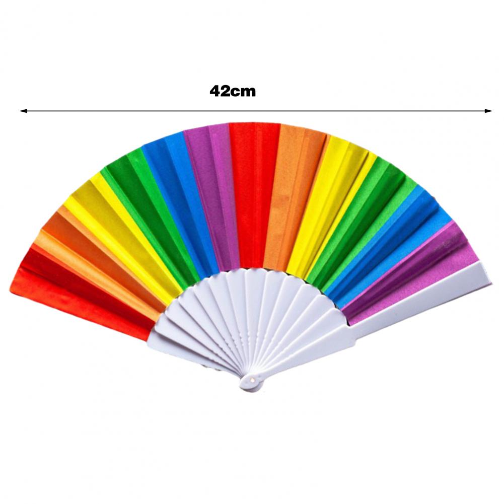 Regenboog Fan Kleurrijke Regenboog Opvouwbare Fan Lichtgewicht Compact Formaat Feestdecoratie Handventilator Draagbare Bruiloft handventilatoren