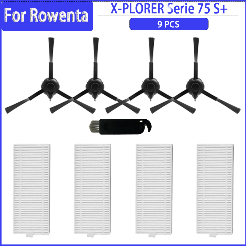 Belangrijkste Zijborstel Filter HEPA Mop Doek Voor Rowenta X-PLORER 75S + RR8567WH RR8587WH Robot Stofzuiger Onderdelen accessoires: Bordeaux