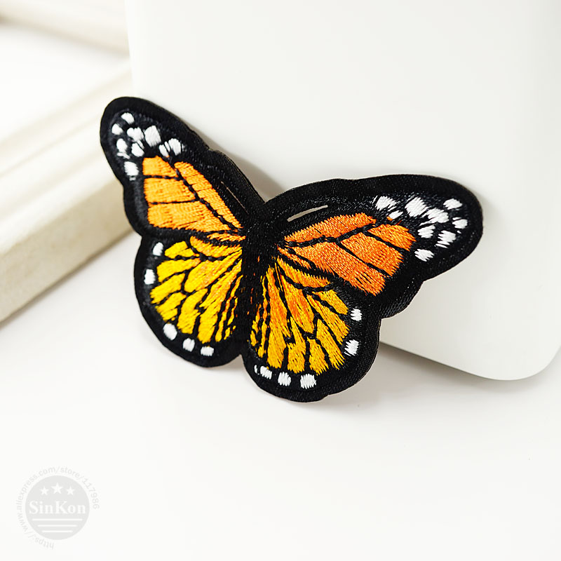 Yellow Butterfly (Size:5.0X8.0cm) DIY Embroidery Patch Applique Clothes Ironing Clothing Sewing Supplies Decorative Patches