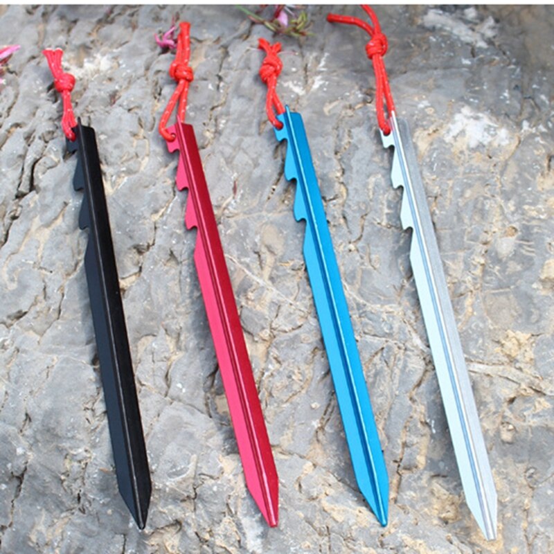 4pcs/lot 18cm Adjustable Tent Peg Nail 7001 Aluminium Alloy Stake Rope Camping Equipment Tent Accessories