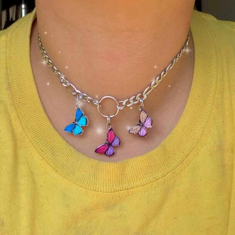 Vlinder hanger choker ketting sieraden op de nek roestvrij staal sieraden vrouw e-girl stijl dames accessoires