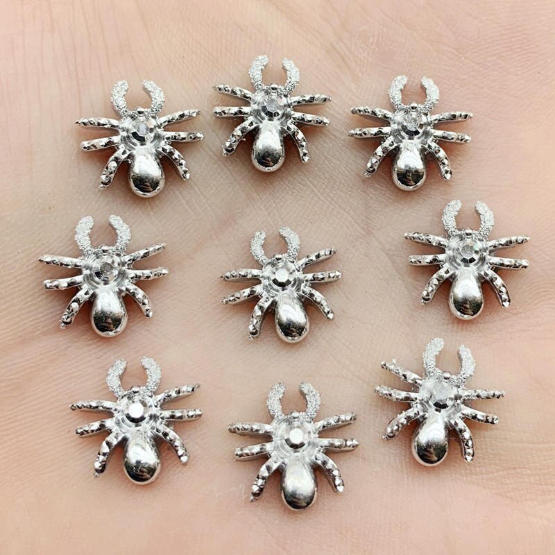 30Pcs Glitter Gold &amp; Silver &amp; Golden Rose Spider 3d Charms Sieraden Hars Diy Decoraties Stickers Oorbellen: B582