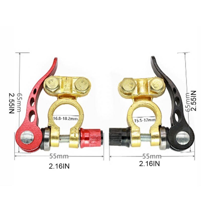 2x Car Battery Terminal Brass Cable Post Terminal Shut-Off Connectors For Car UTV Tractor Battery Protection