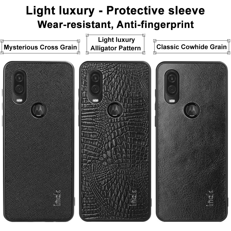 TPU soft frame + PC Harde Bodem + Licht Luxe PU Leather Cases Voor Motorola Moto Een Vision Moto P50 case IMAK LX-5 Back Cover