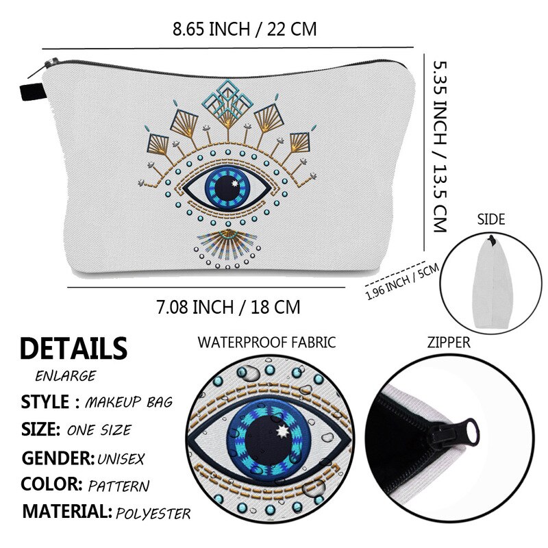 FUDEAM Turkish Blue Evil Eye Portable Women Travel Storage Bag Toiletry Organize Cosmetic Bag Waterproof Female Lucky MakeUp Bag