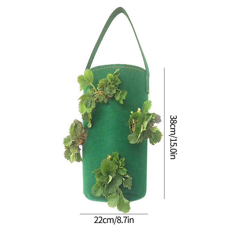Vilt Plant Grow Bag Aardappel Grow Bag Met Handvat Opknoping Plant Pot Voor Groente Fruit Tuin Yard Planten Potten Saco de Cultivo: Green with 8 holes