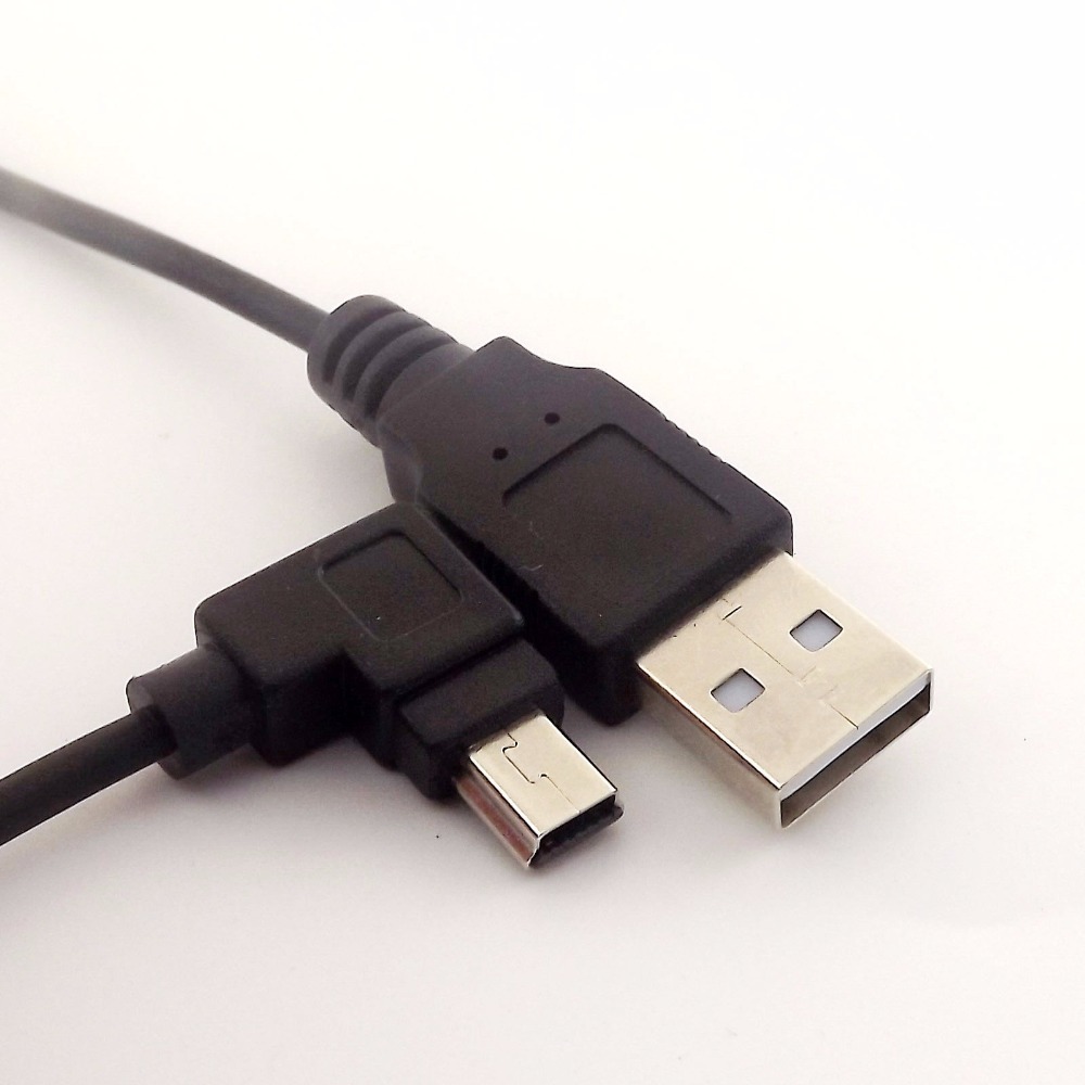 1pcs Spiral Coiled USB 2.0 A Male to Mini USB 5 Pin Male Left Angle Adapter Cable 5FT