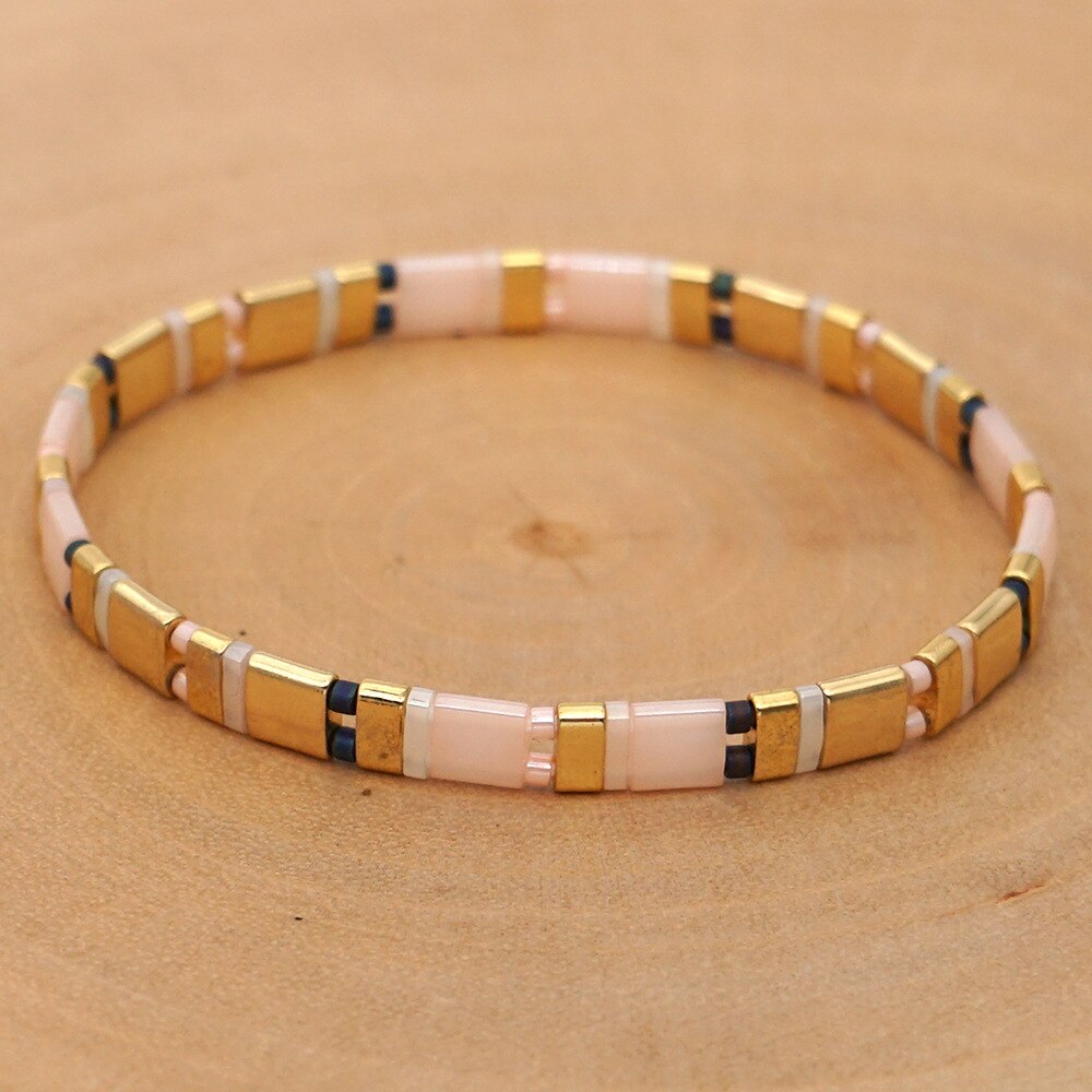 Pulsera Bohemia MIYUKI para mujer, brazalete de cuentas de TIla multicolor, joyería étnica, Bisutería: HDB141-10