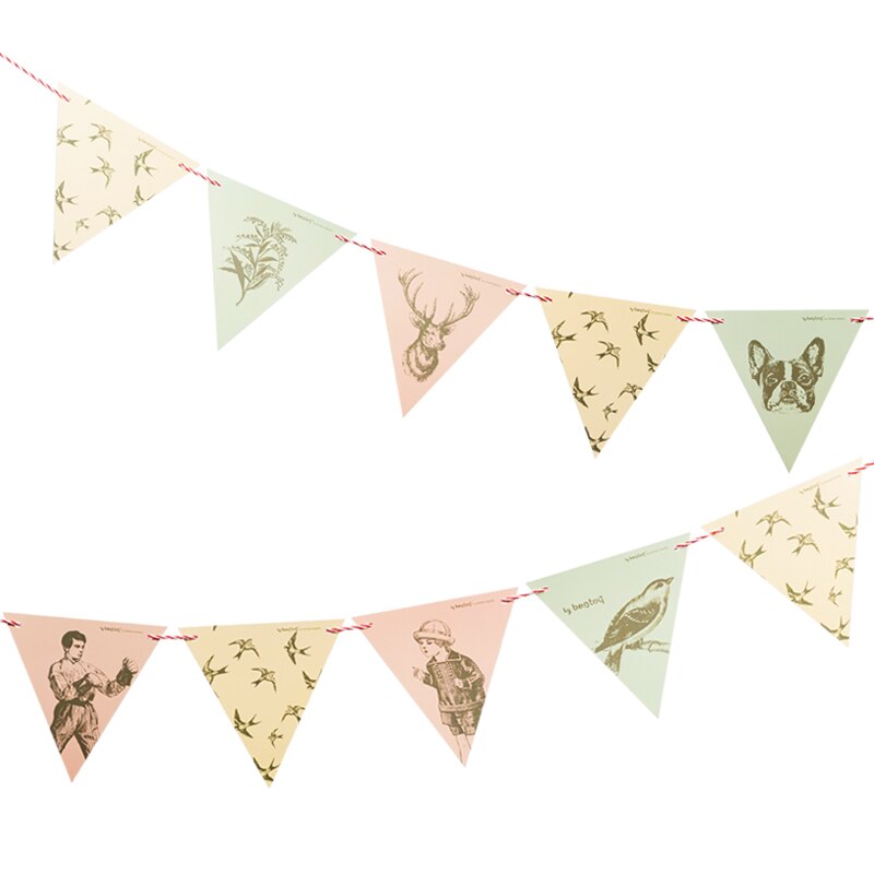 Paper Banner Flags Bunting Birthday Event Festival Party Celebration, Decorations S00451: Floral