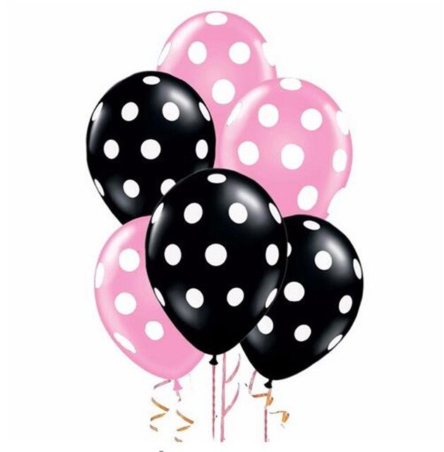 Ballons gonflables en Latex 24 pièces, 12 pouces, à pois, rouge et noir, ballon à Air pour fête pour enfants, pour cérémonie, pour anniversaire, pour bébés: Pink and black