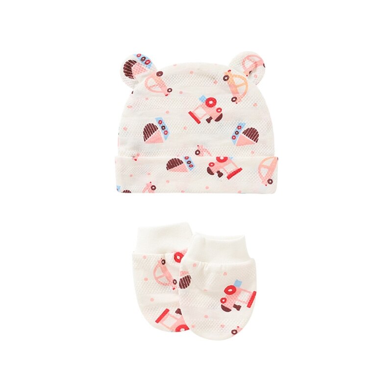 Gants en coton tricoté anti-rayures pour bébé + chapeau + couvre-pieds, ensemble de mitaines, chaussettes, bonnet