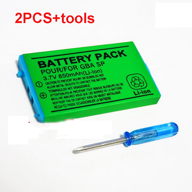 2 Stks/partij 850 Mah Oplaadbare Lithium-Ion Batterij + Tool Pack Kit Voor Nintendo Gba Sp