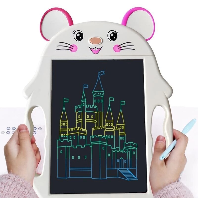 Tablette de dessin animé colorée pour enfants, tableau d&#39;écriture d&#39;animaux, écran LCD de 9 pouces, jouets éducatifs pour filles