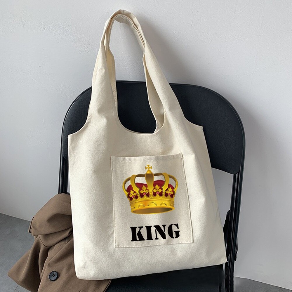 Zoete Stijl Vrouwen Mode Forenzenzak Schoudertas Classic Koning Koningin Patroon Gedrukt Beige Vierkante Alle-Wedstrijd Dames handtas: 5King004