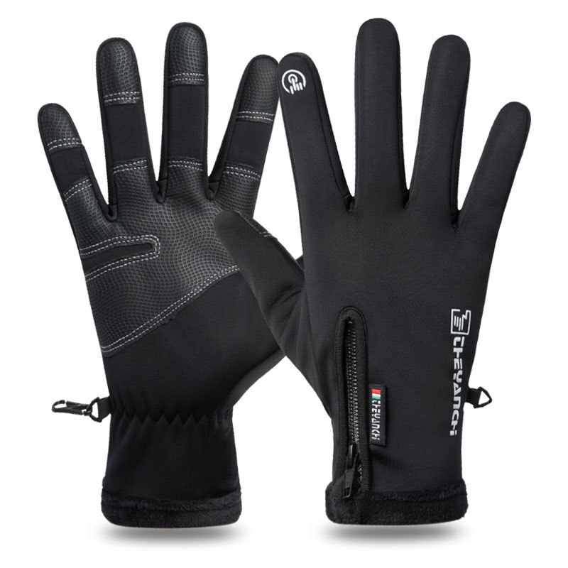 Koldtætte skihandsker vandtætte vinterhandsker cykling fluff varme handsker til berøringsskærm koldt vejr vindtæt anti-slip