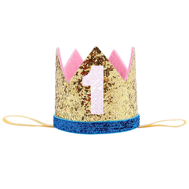 Baby Boy Girl First 1st Birthday Party One Three Eighteen Years Old Crown Pattern Children Hair Band Headband Prince Hat: 4