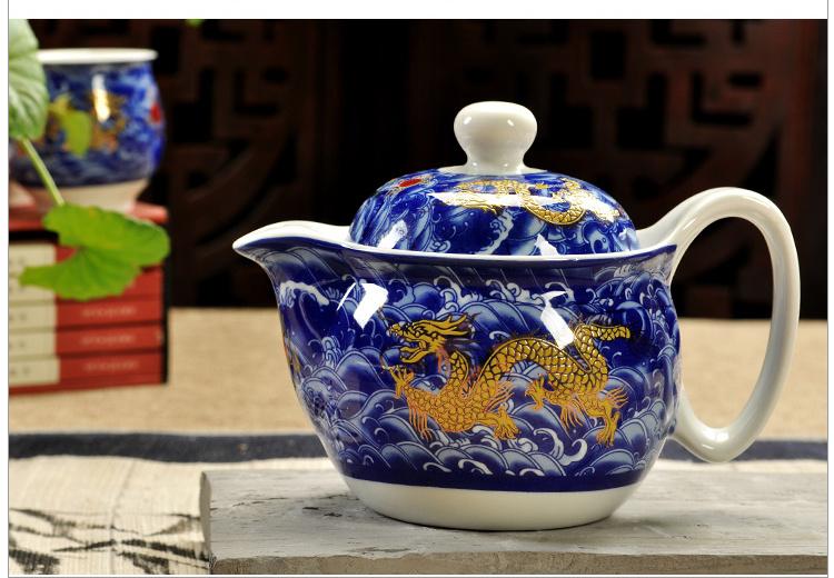 Chinese Kung Fu Porcelain Teapot with Infuser Handmade Dragon Flower Puer Tea Pot 350ml Ceramic Samovar Kungfu Teaware