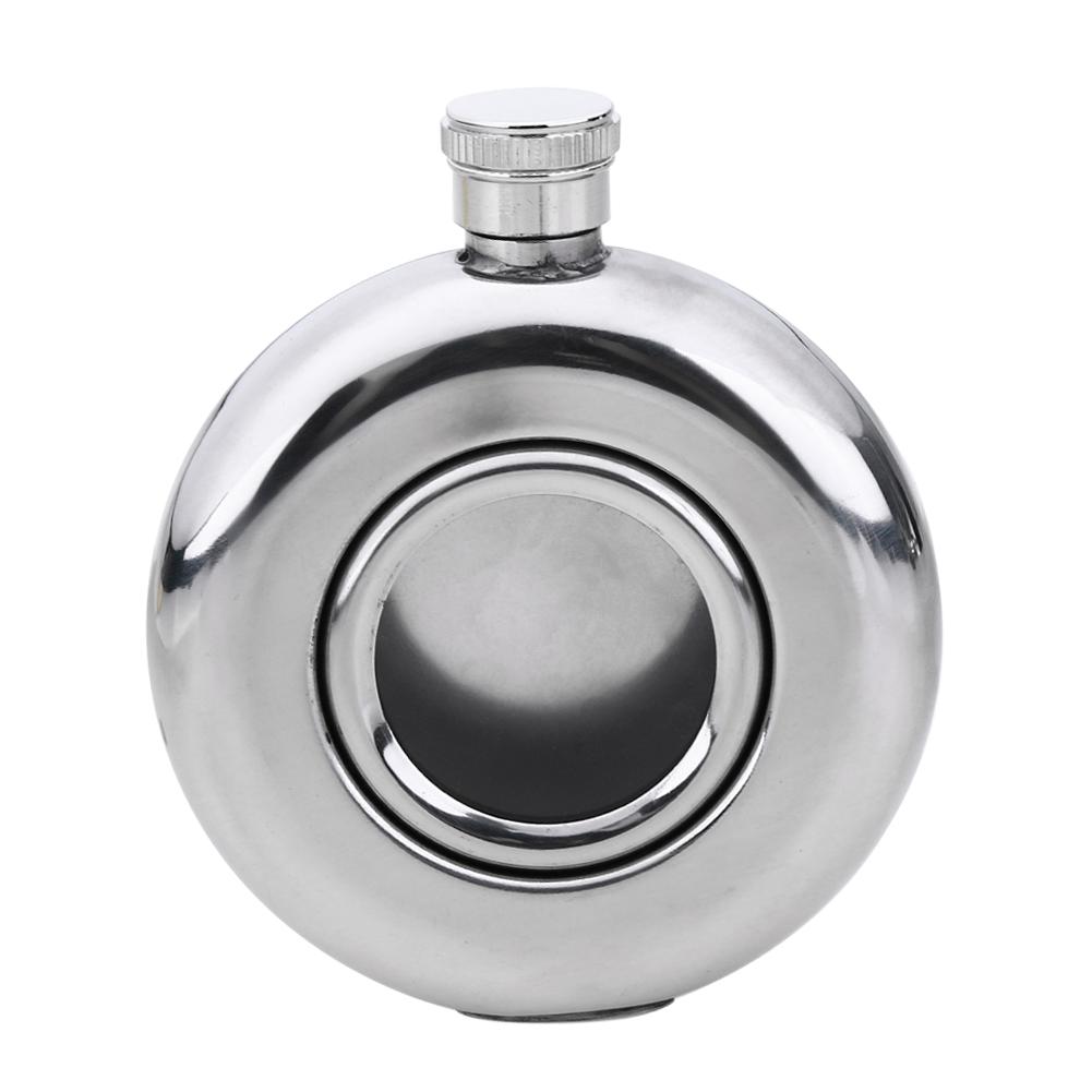 Round Semi-transparent Stainless Steel Wine Pot Hip Flask Camping ...