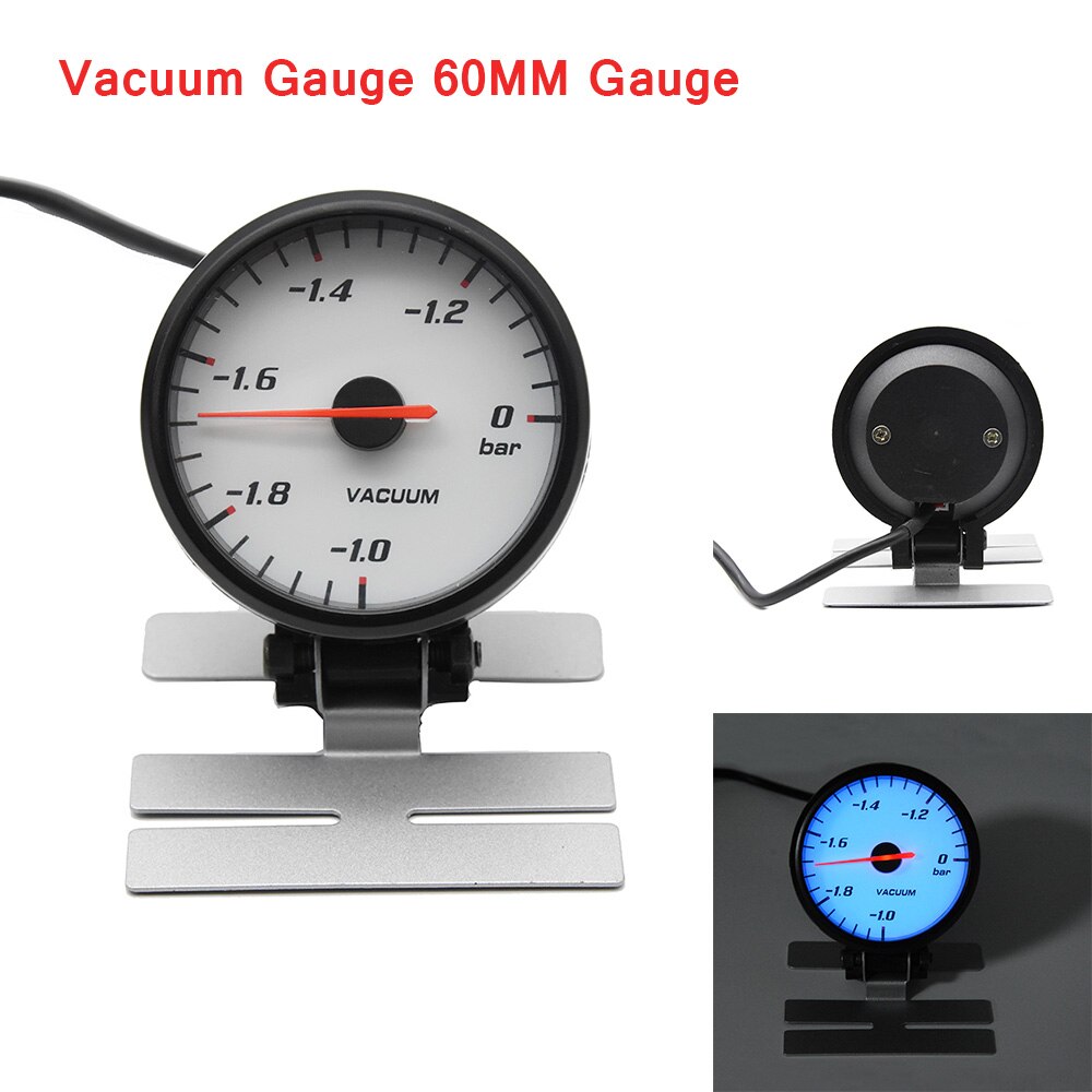 Vakuummåler 60mm vakuum digital blå ledet bakgrunnsbelysning måler med sensor og holderkopp 0 til -1 bar vakuum 2.5 tommer måler 12v