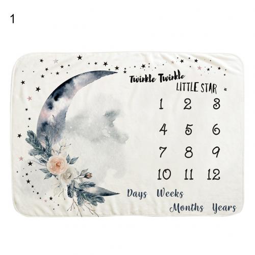 Maan bloemenprint flanel baby maandelijkse mijlpaal deken foto prop achtergrond ademende zachte fotografie accessoires: 1