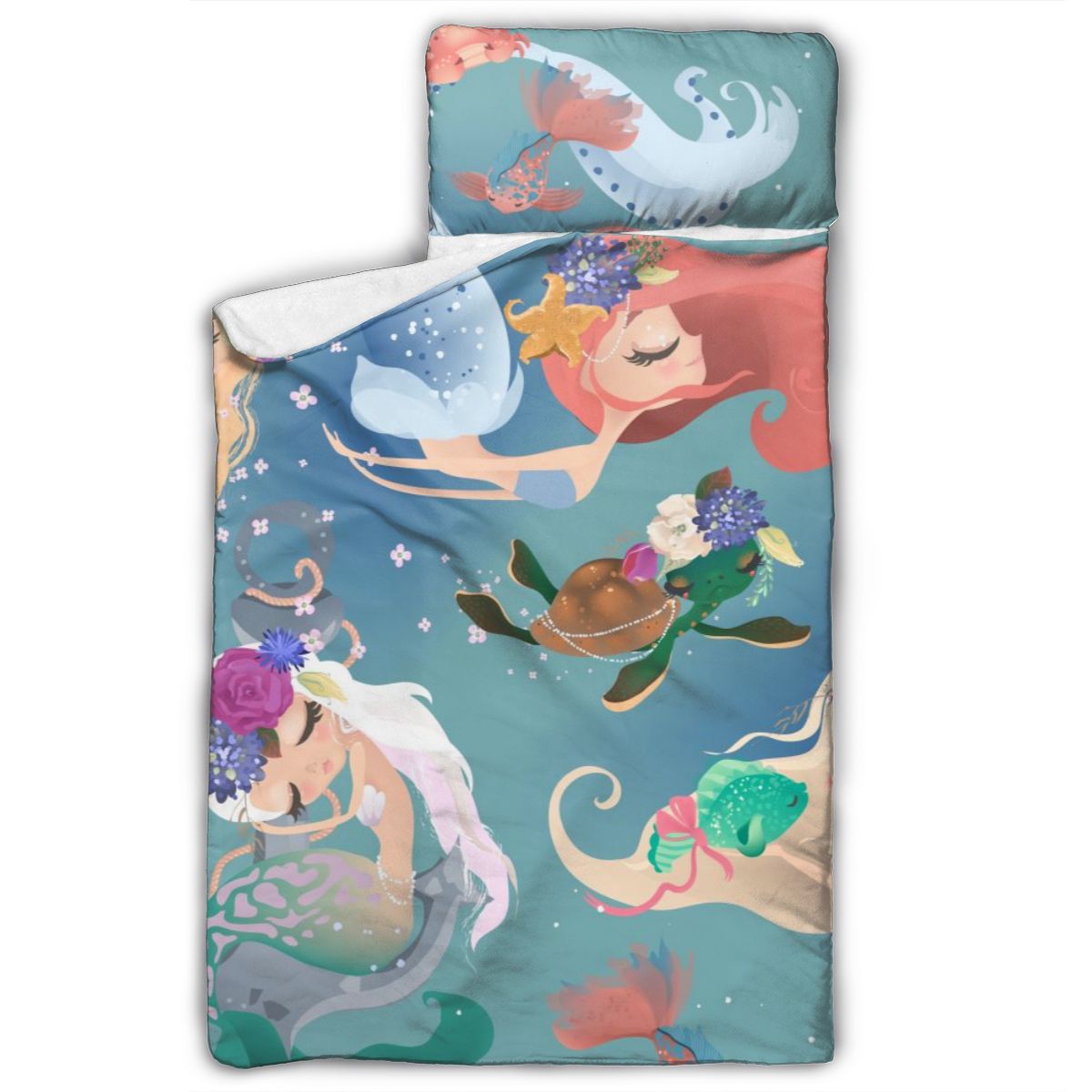 Mignon sirène princesse en couronne florale matelas enfant en bas âge sieste tapis de couchage maternelle enfants ensemble de literie avec oreiller: Default Title