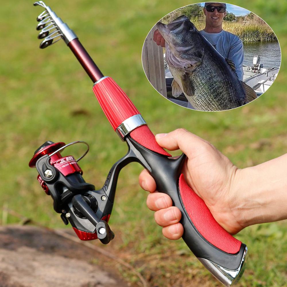 Canne à pêche et ensemble de moulinets coulée cannes à pêche en carbone tige Ultra légère avec Mini moulinets de filature ensemble de matériel de pêche
