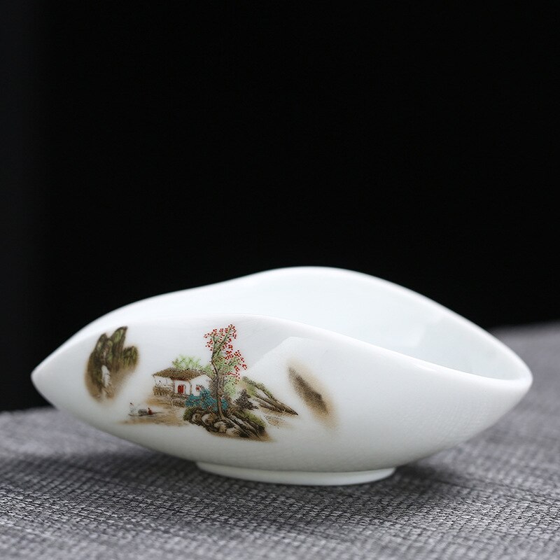 White ceramic Tea spoon Beautiful Traditional underglaze blue Tea Set Scoop ceramic bule and lotus leaf tea spoon: c