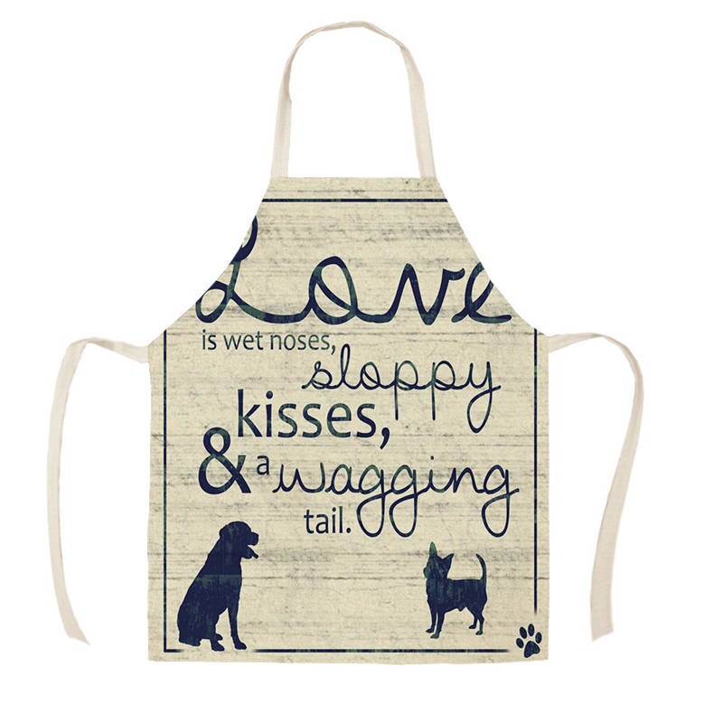 1 st köksförkläde hundbokstäver hem hundtryckta linneförkläden för män kvinnor städverktyg för hem  wq016: Wq01601 / 38 x 47cm barnstorlek