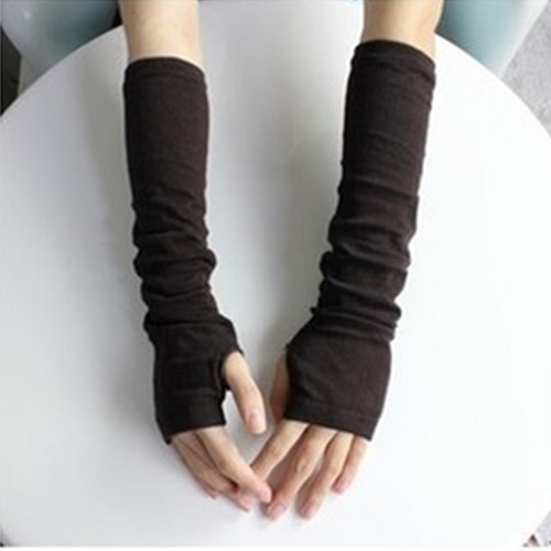 Mitaine longue élastique pour femmes, bras tricoté, sans doigts, gants chauds, tendance,