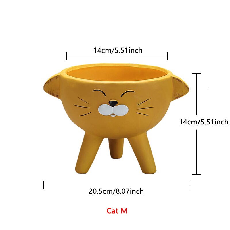 Tegneserie dyr keramik urtepotte ugle kanin kat gris keramik sukkulent plante potte vase dyr skulptur hjem havedekoration: Kat m