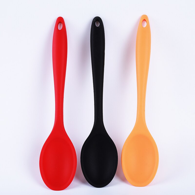 3 Colors Kitchen Silicone Spoon Long Handle Cooking Baking Mixing Spoon Ladle Food Grade Silicone Cooking Utensils Kitchenware