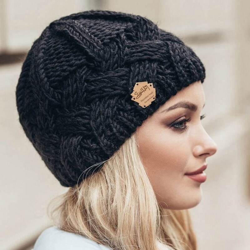 Knit hats For Women Beaines winter Breathable Hip-hop Gorras Simple Hat Warm Solid Casual Lady Knitted cap