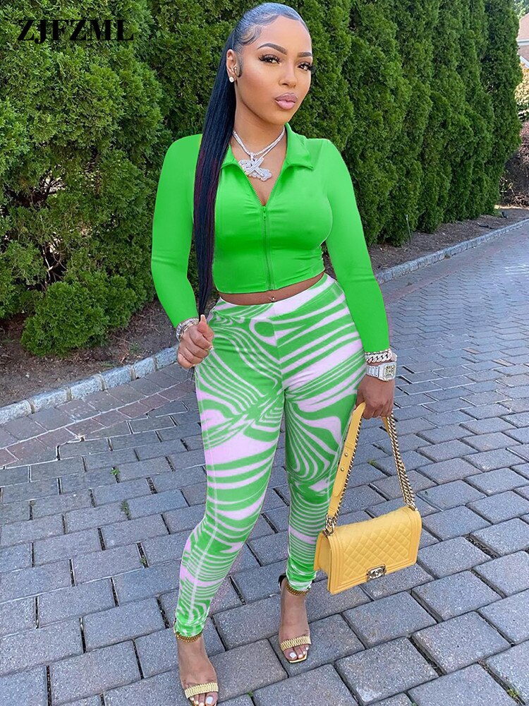 PORRCEY Sexy Solid Color Party Pantsuits, Zipper Front Slim Crop Cami Top & High Waist Ruched Pants Outfits, Women'S Clothing