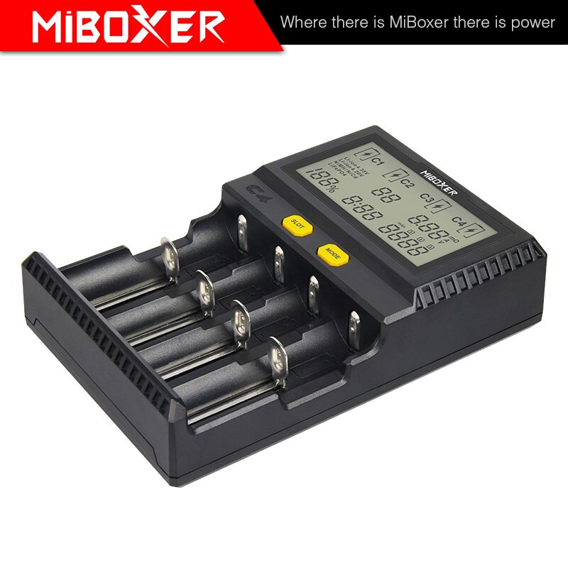 MiBoxer C4-Plus Batterie Ladegerät Doppel AA Max 2.5A/Slot Super Schnelle 18650 Ladegerät