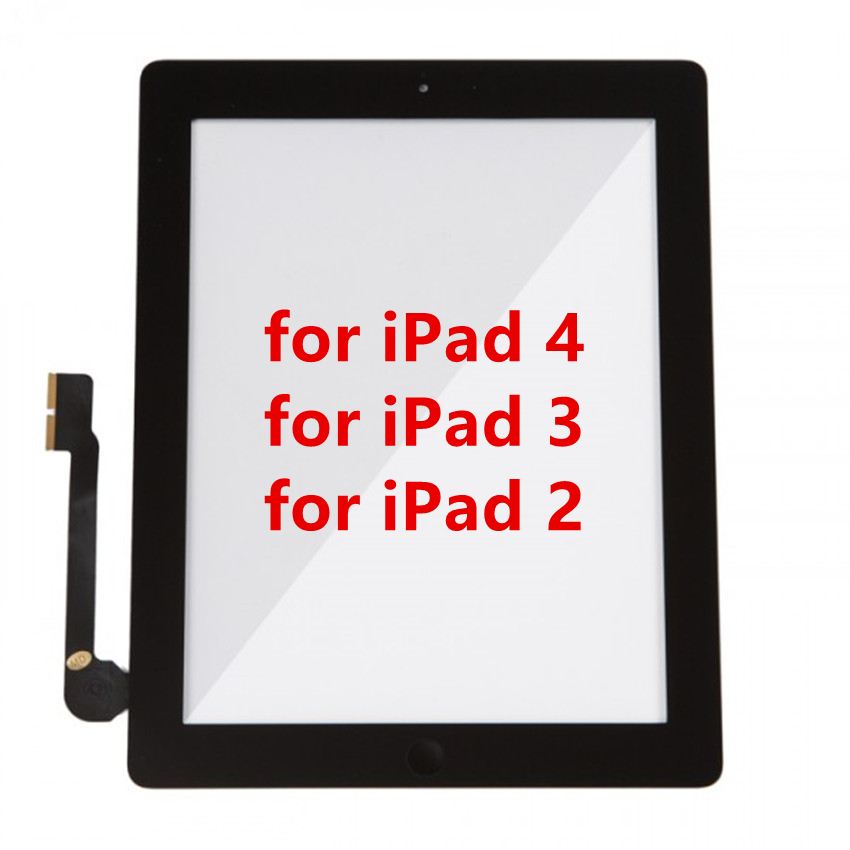 Écran tactile de remplacement pour iPad 2 3 4 assemblage de numériseur tactile avec bouton d'accueil Flex et adhésif A1416 A1430 A1403 A1458