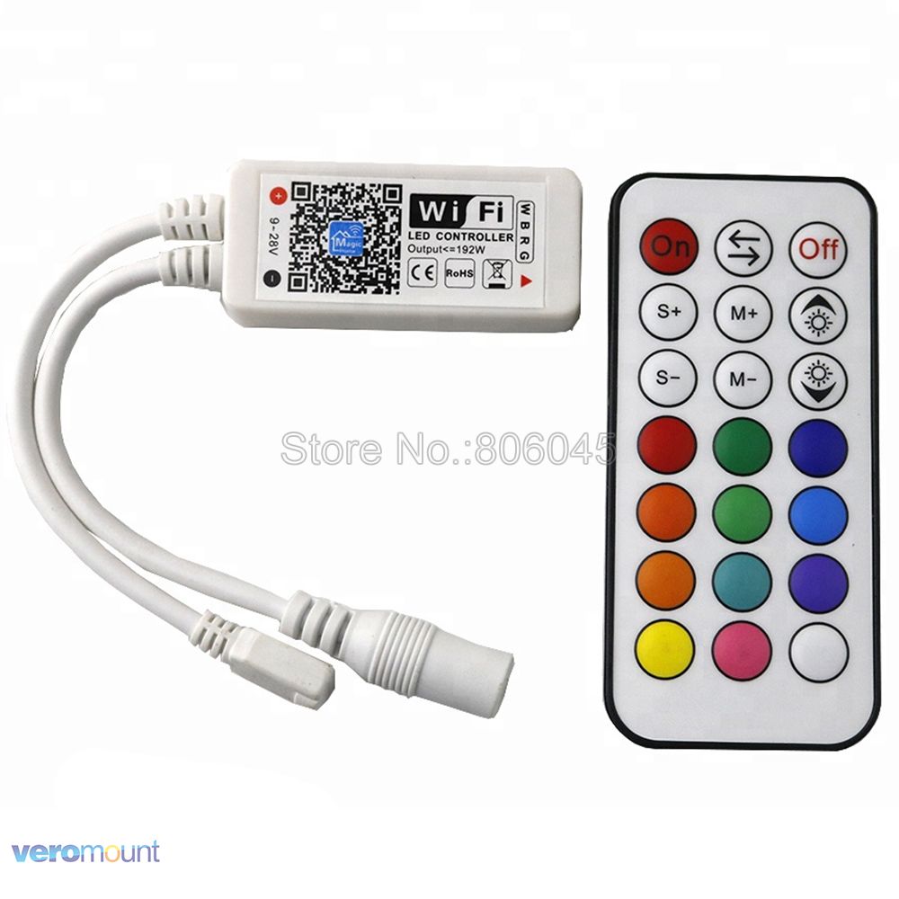 12V 5050 Rgbw Rgbww Led Strip 60Leds/M 5M Met Mini 21Key Rf Wifi Afstandsbediening alexa Google Voice Control + Voeding