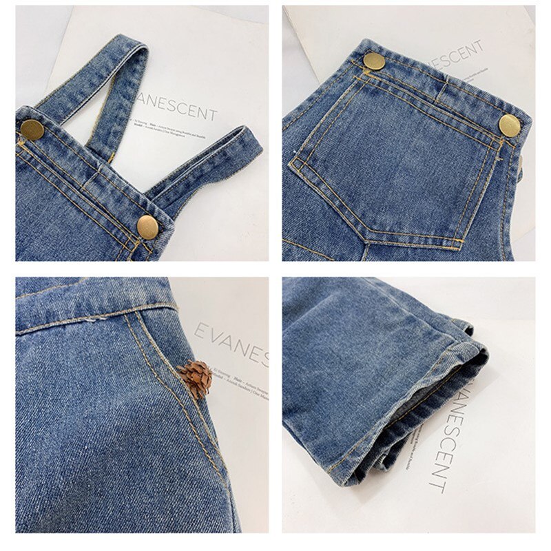 Spring Autumn Korean style baby boys denim loose overalls cute girl kids casual all-match suspender trousers bib pants