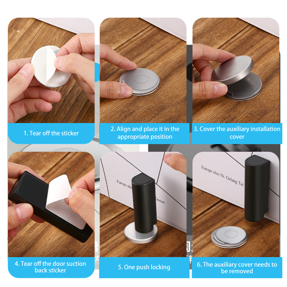 No Magnetic Silents Door Stop Adjustables Self Adhesive Door Holder Catch Anti-Collision Non-Punch-Nail Furniture Door Hardware