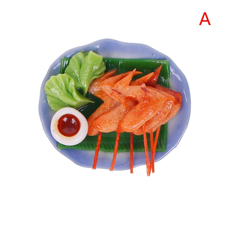 1:12 Accessori casa delle bambole In Miniatura di Simulazione Barbecue Piatto di Decorazione Piatto Mini Barbecue Kebab Vassoio: A