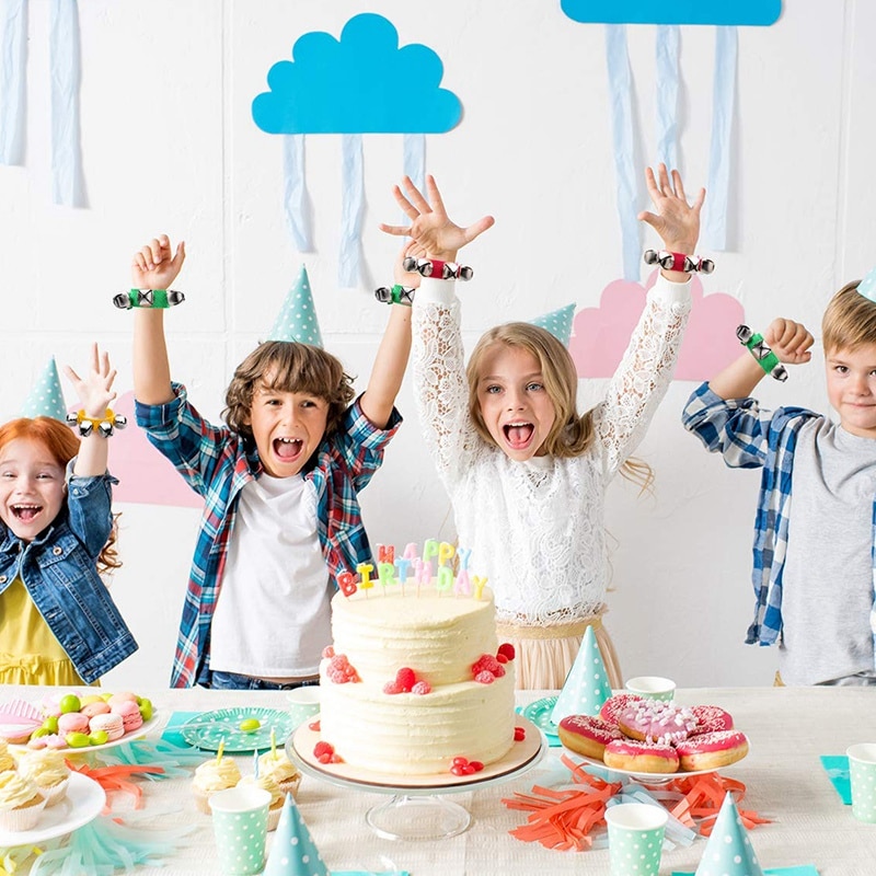 Band Wrist Bells Bracelets Jingle Musical Ankle Bells Rhythm Instrument Percussion Party Favors for Christmas School Chi