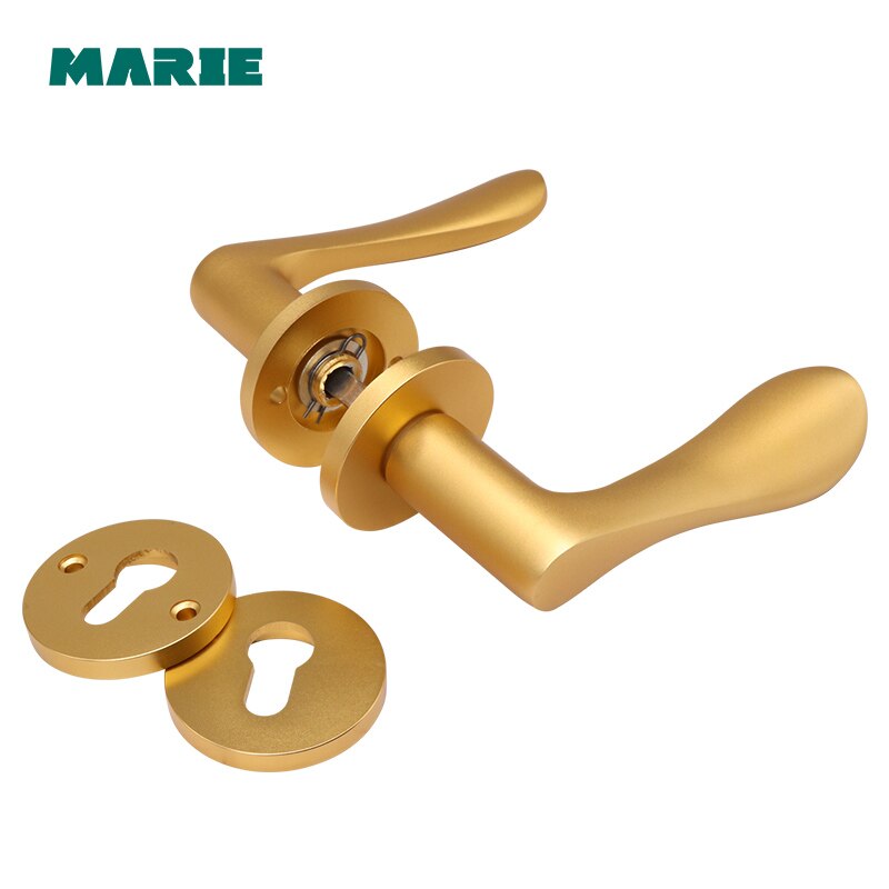 Marie Door Handle Lock Set For Interior Doors Modern Split Lock Cylinder With Keys Bedroom Bathroom Mute Door Handles Universal: Gold Handle