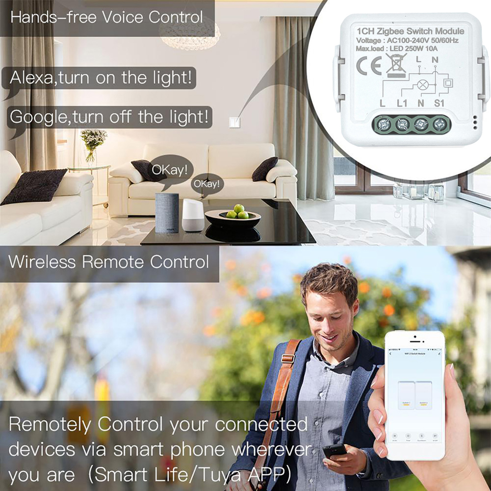 Tuya ZigBee 1 Gang Dimmer Module Light Switch Module Light Control Mobilephone APP Remote Control Intelligent Home Voice Control