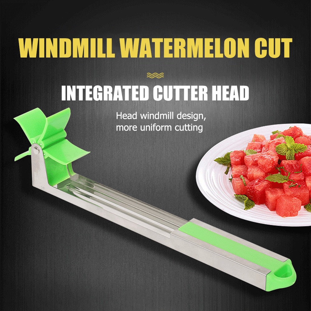 Fruit Watermeloen Cutter Multi Meloen Slicer Rvs Windmolen Fruit Mes Snijmachine Huishoudelijke Artefact Keuken Tool