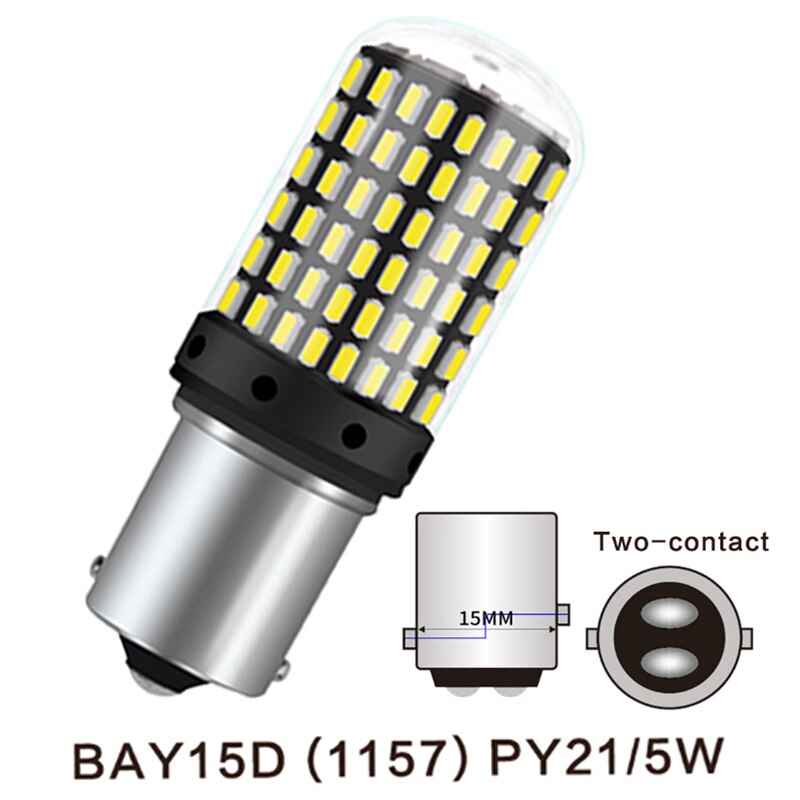 Luz Led de marcha atrás para coche, Bombilla de señal de giro automática, superbrillante, BA15S, P21W, 1157, BAY15D, P21/5W, 12V, blanco, rojo: 1157 bay15d p21-5w / White